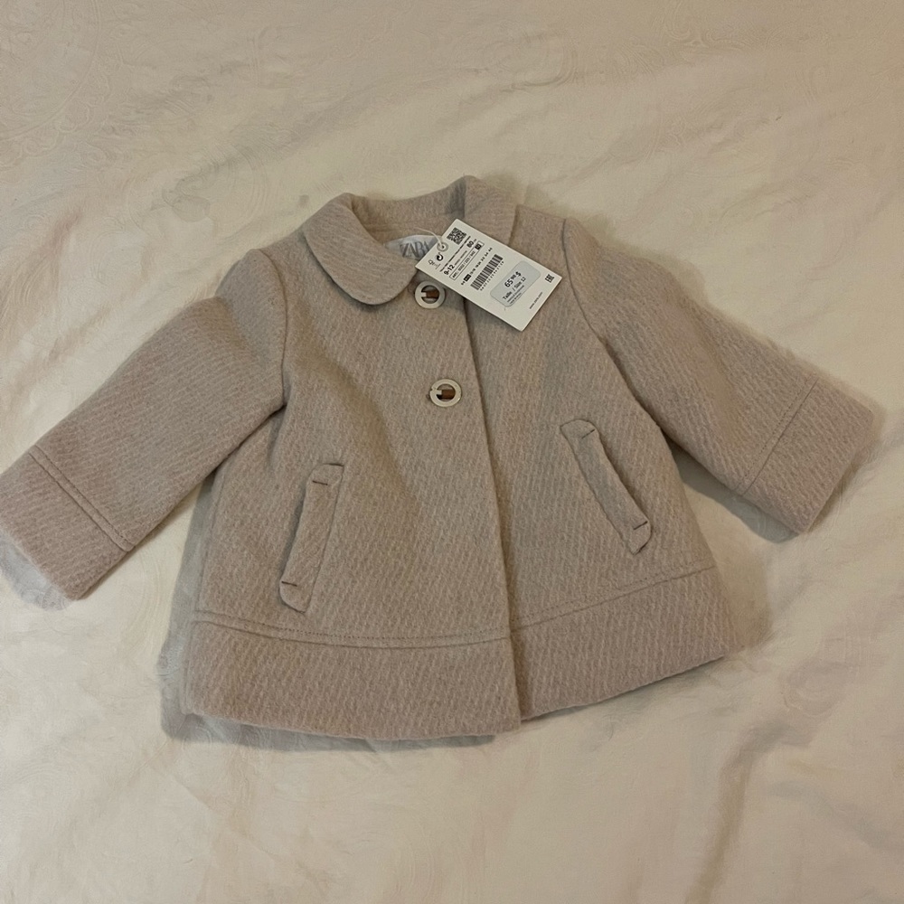 NWT- Zara Wool trench winter coat 🧥 size 9-12m
